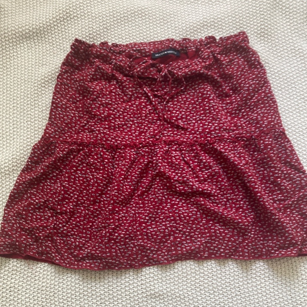 Brandy Melville Red and White Patterned Skirt